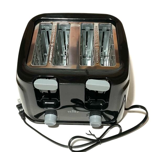 Willz 4-Slice Toaster-Black with Grey knobs